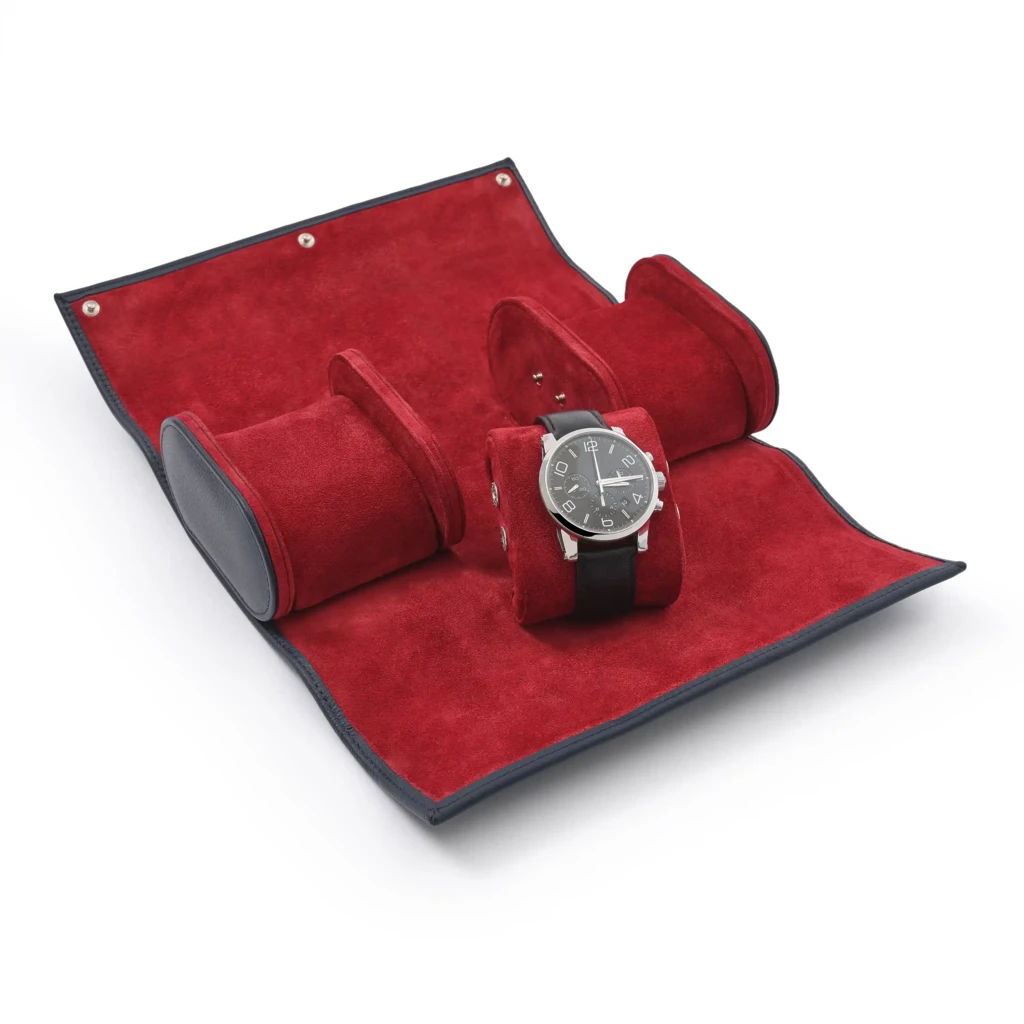 Uhrenrolle für 3 Uhren Leder Blau