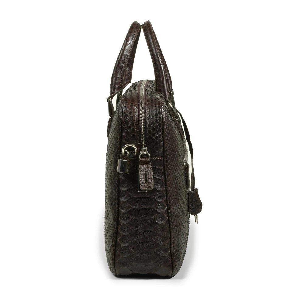 Aktentasche Python Leder Dunkelbraun