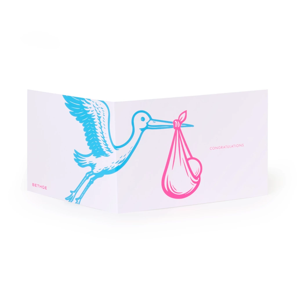 Grußkarte Storch "Congratulations"