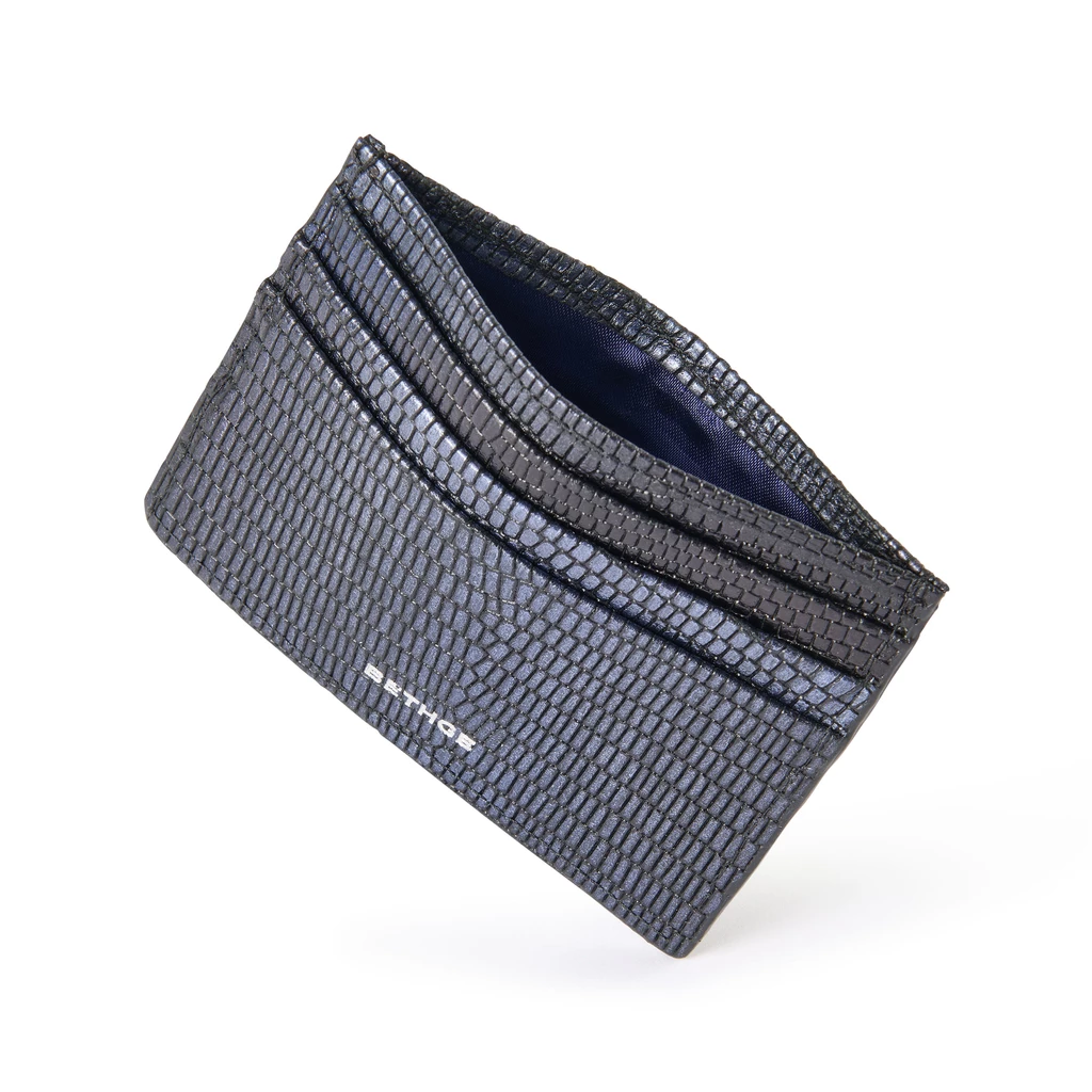 Kartenetui Flach Moon 6 Karten Leder Blue