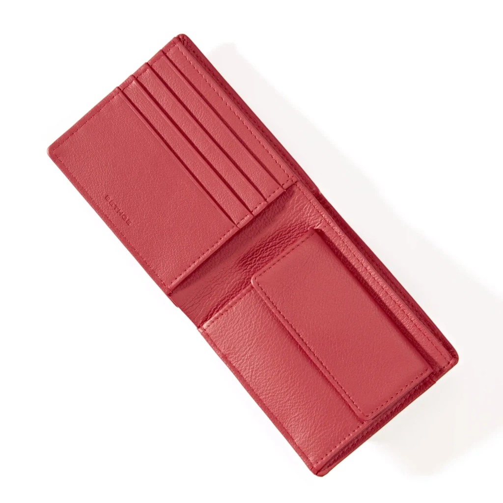 Portemonnaie Breit mit Münzfach Leder Rot