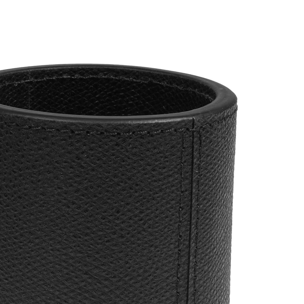 Stiftebecher Rund 10 cm Leder Schwarz