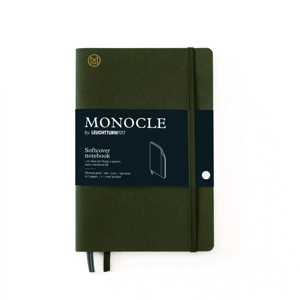 Monocle by LT1917 Notizbuch B6+ Softcover Gepunktet Olivgrün
