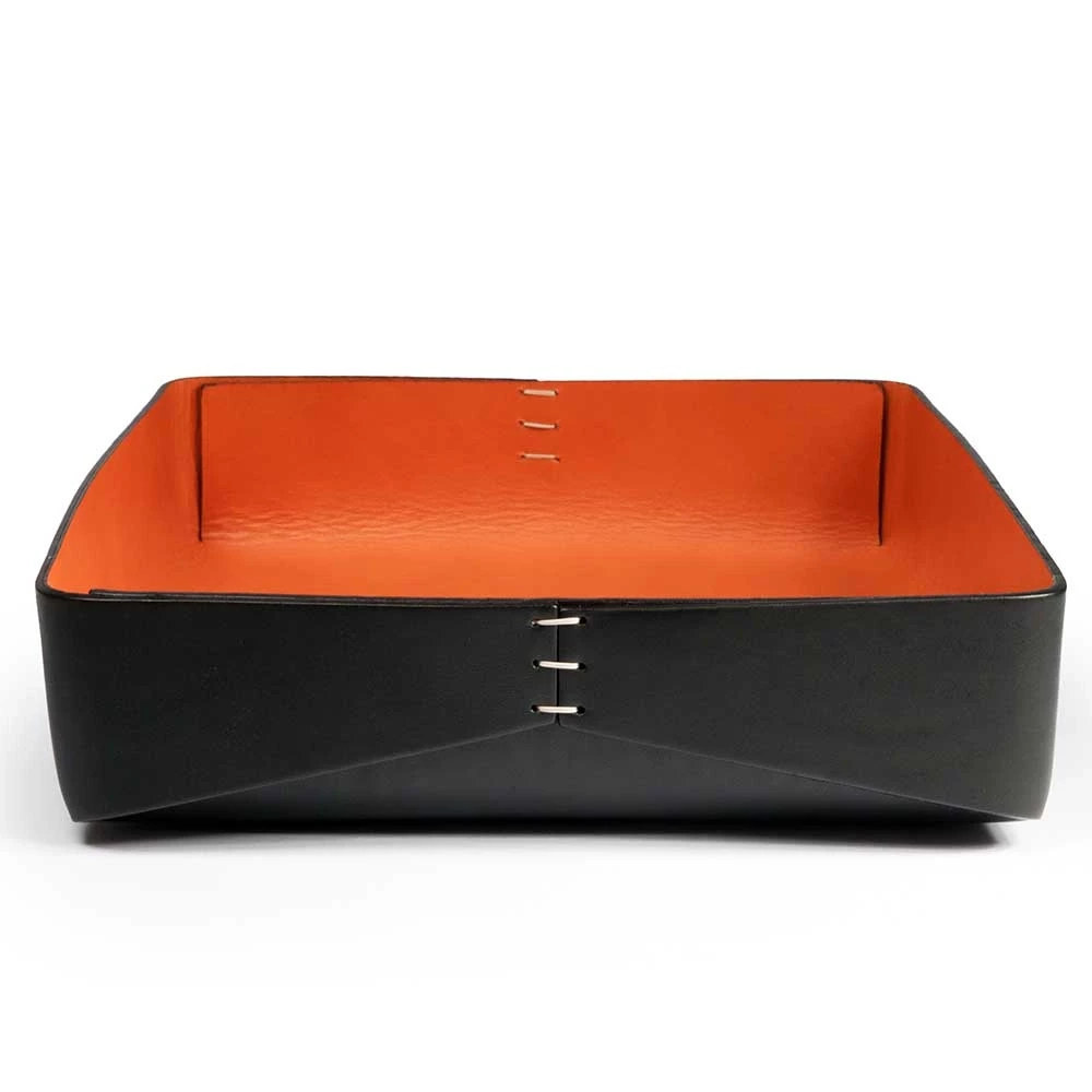 Ablagekasten A4 Leder Schwarz/Orange