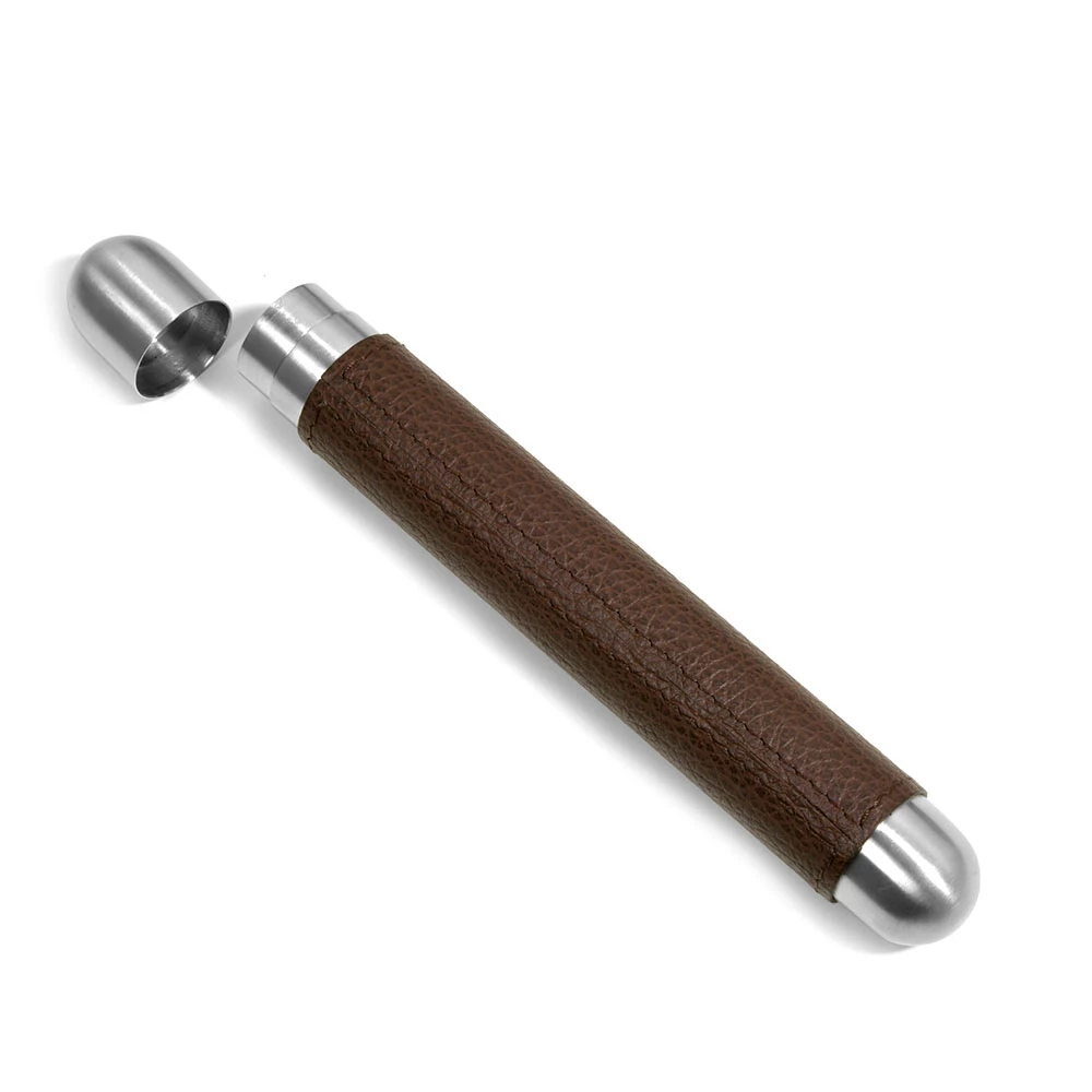Taschenhumidor Hirschoptik Leder Moccabraun