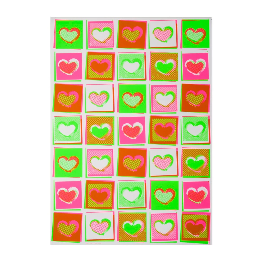 Geschenkpapier Herz Neon Pop Art 3er-Set