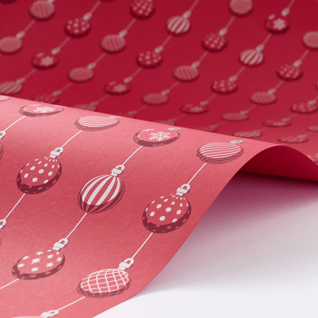Geschenkpapier Weihnachtskugeln 3er-Set Silber/Rot