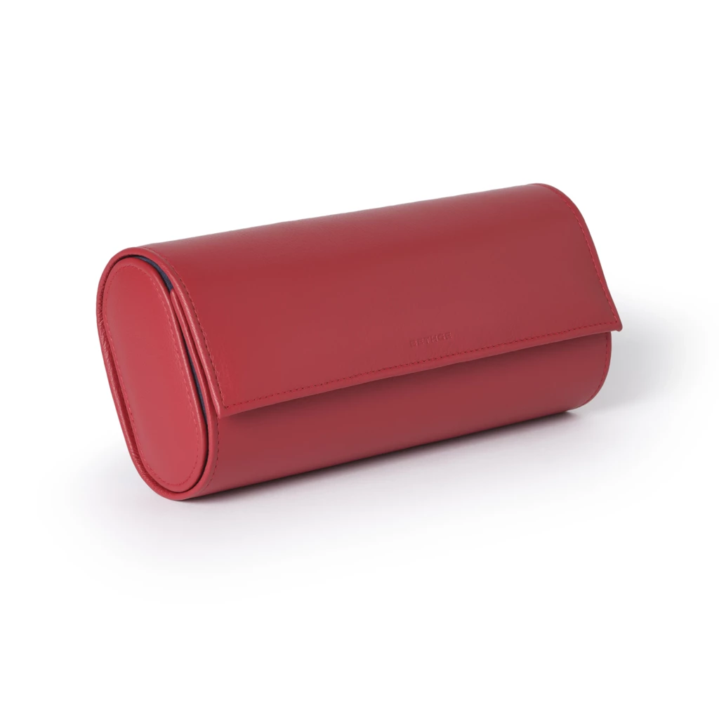 Leder Uhrenrolle für 3 Uhren Rot