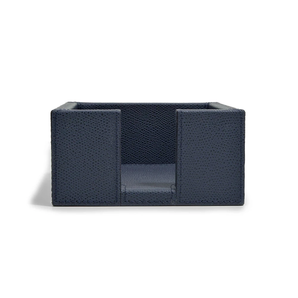 Notizzettelbox Quadratisch Leder Dunkelblau