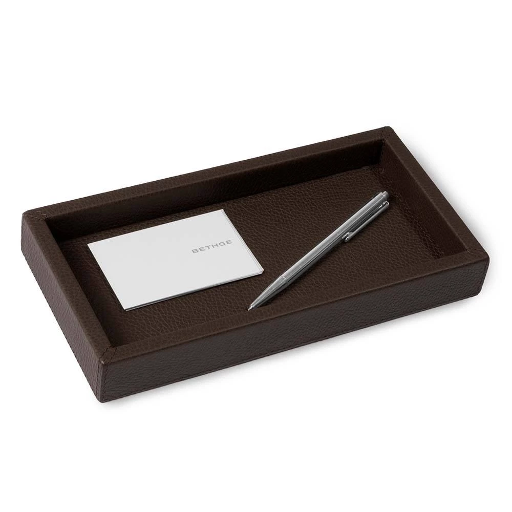 Tablett Hirsch 24x12 cm Leder Moccabraun