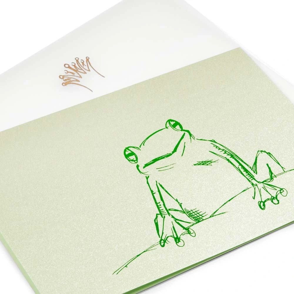 Grußkarte Froschkönig Grün Krone Gold