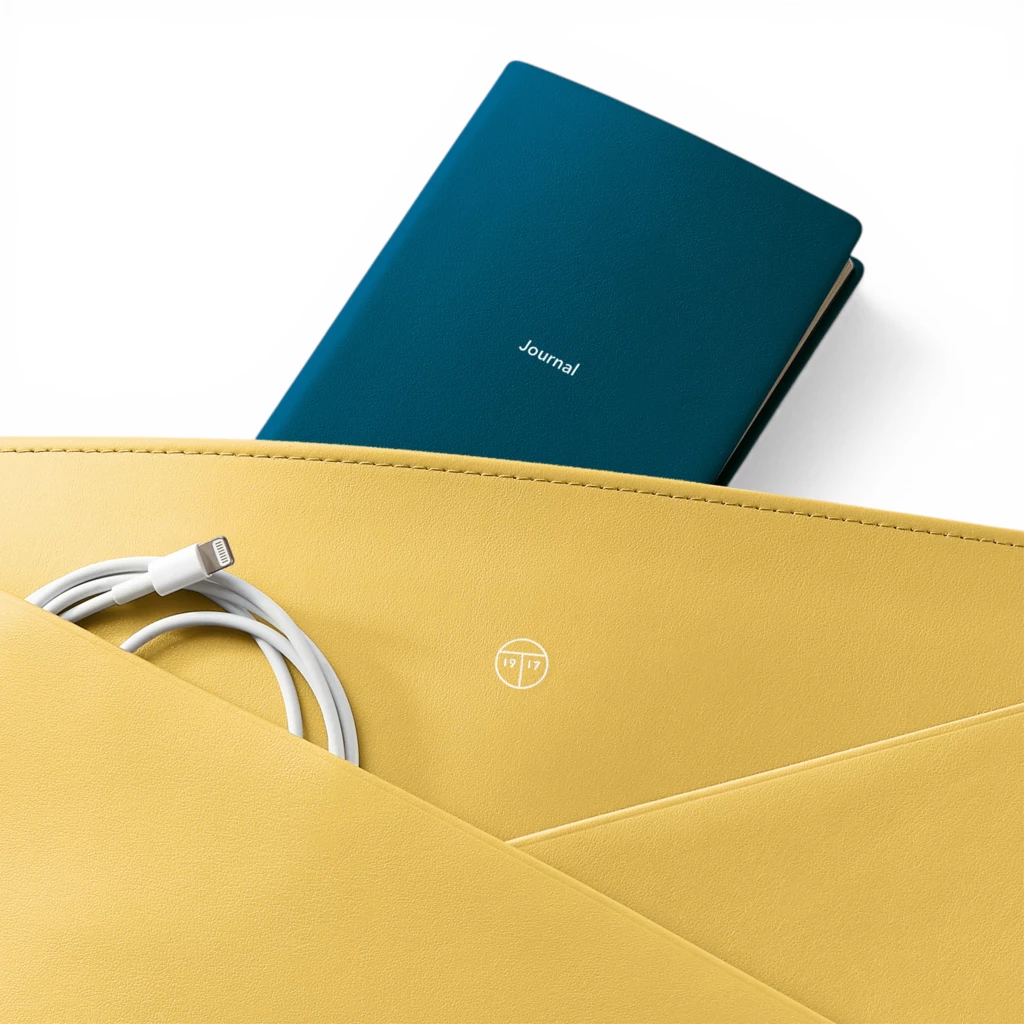 Treuleben Laptoptasche Leder Gelb