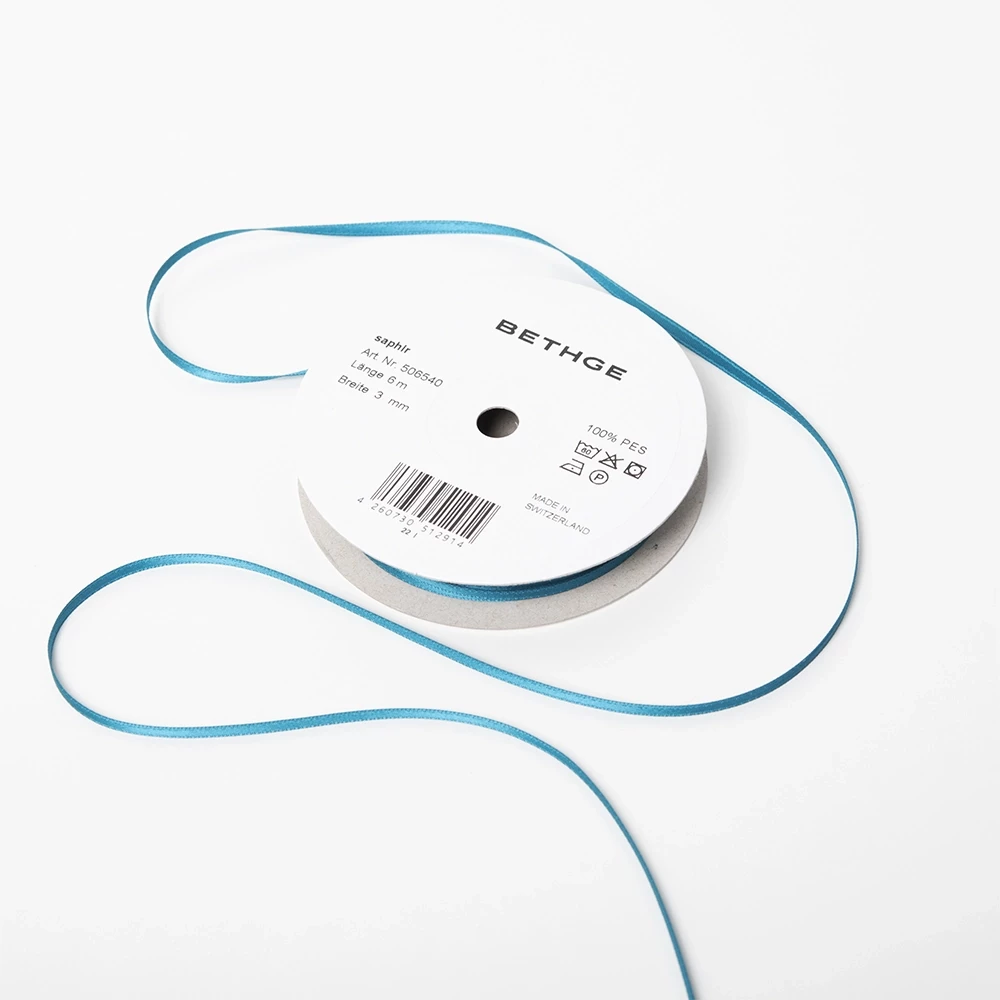 Geschenkbandrolle 3 mm Saphirblau