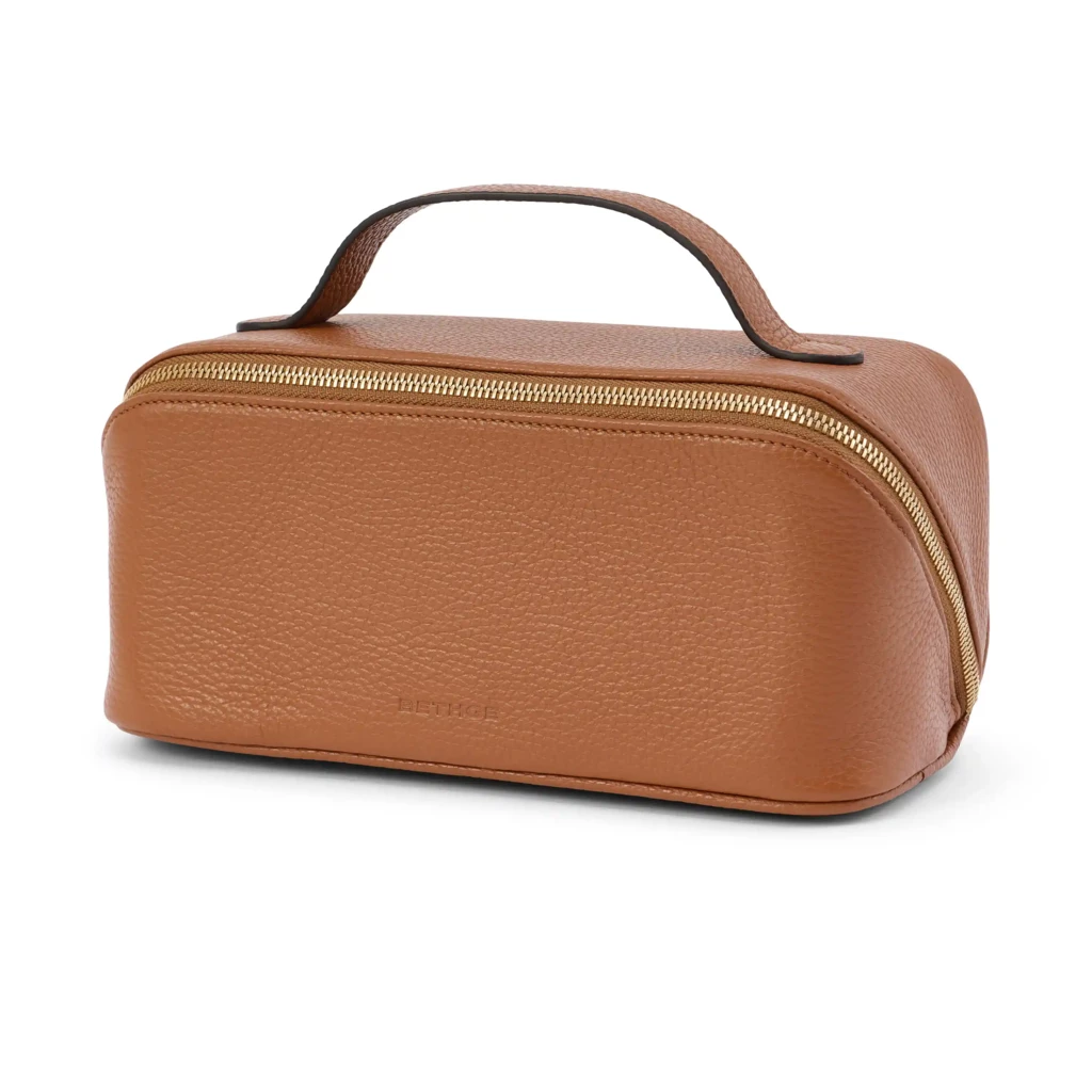 Kosmetiktasche Adri Leder Hellbraun