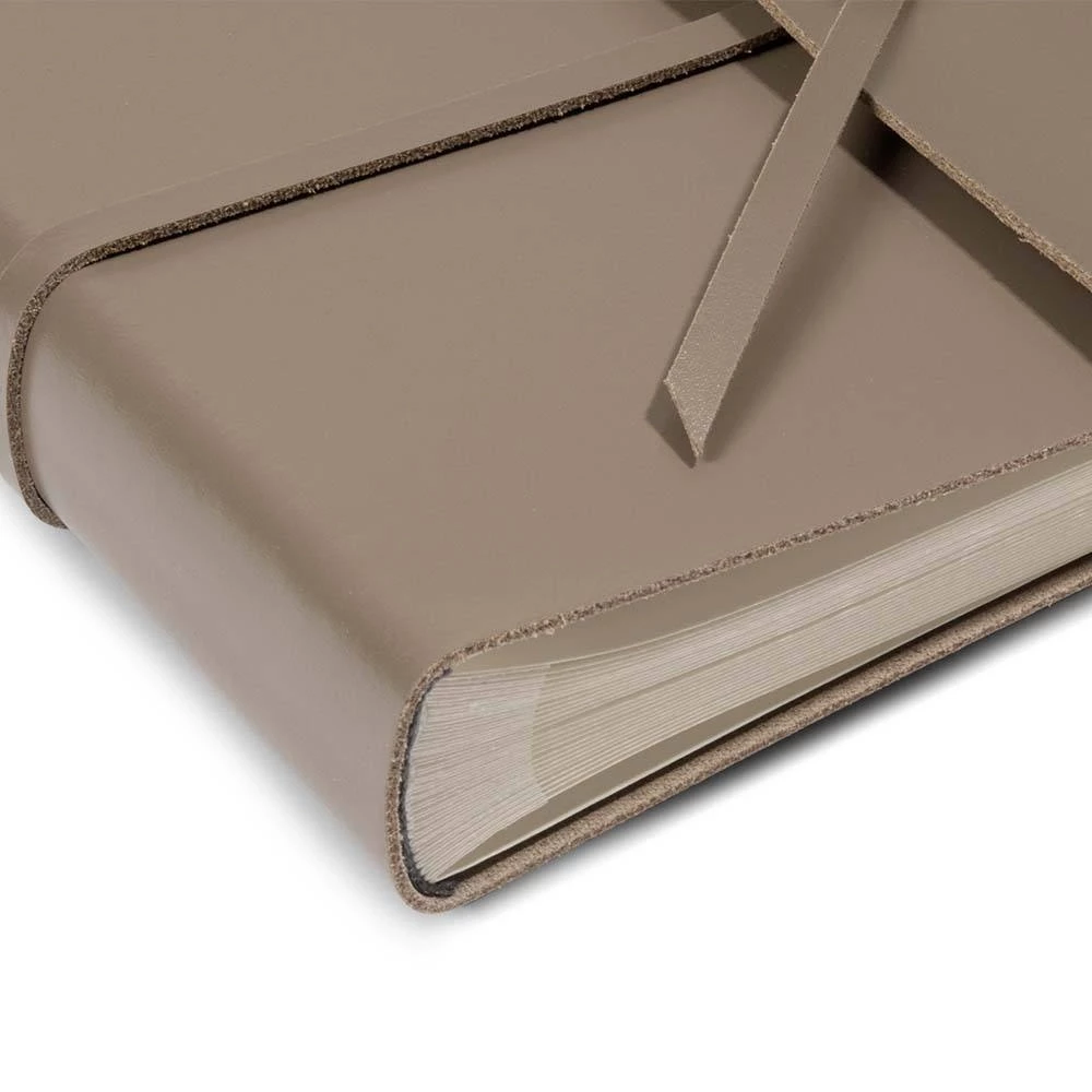 Fotoalbum mit Band 25 Blatt Leder Latte