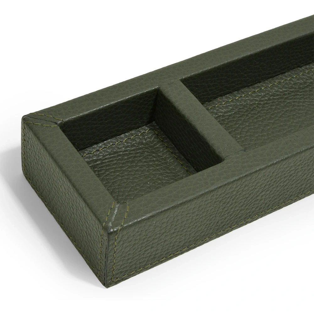 Stiftablage 3 Fächer Hirschoptik Leder Dunkelgrün