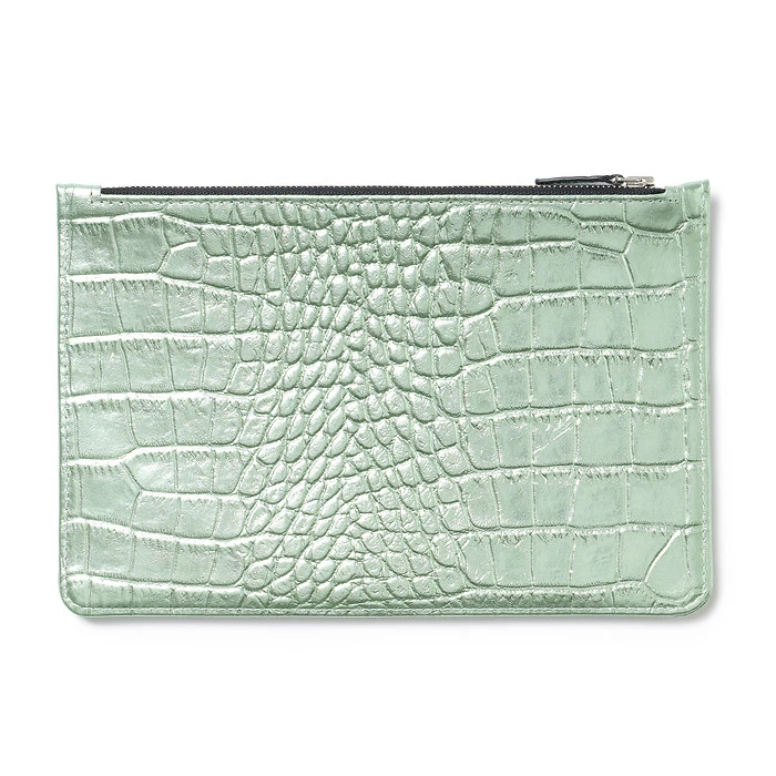 Pouch mit Reißverschluss Wild Leder Mint