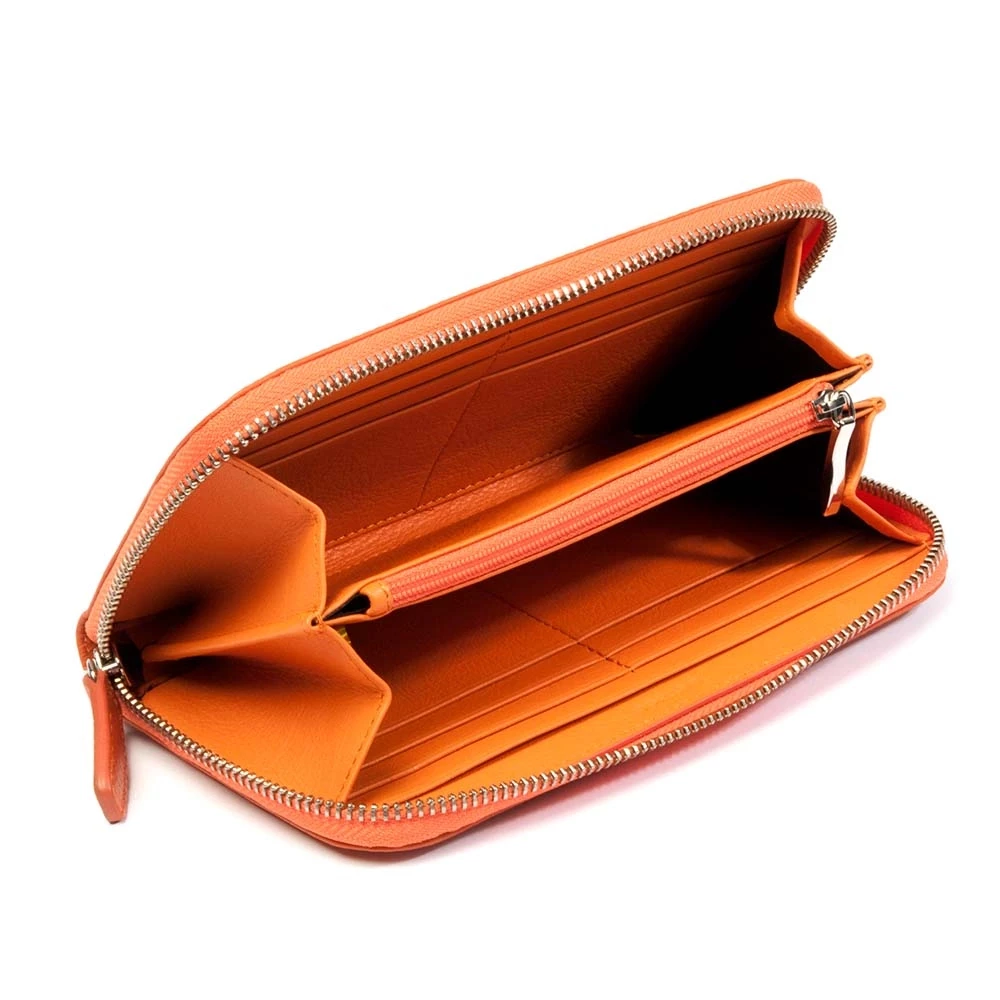 Portemonnaie Groß mit Zip Adri Leder Orange