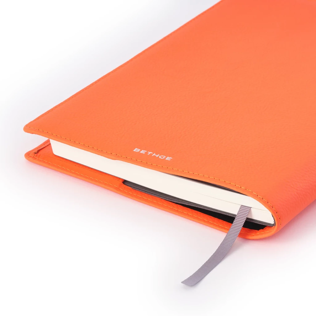 Buchhülle A5 Leder Orange