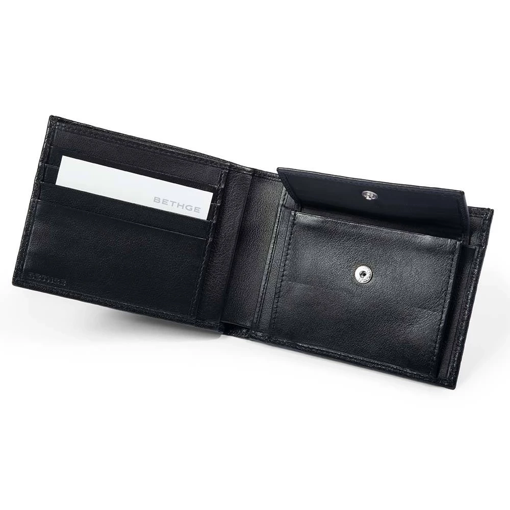Portemonnaie mit Münzfach Leder Schwarz