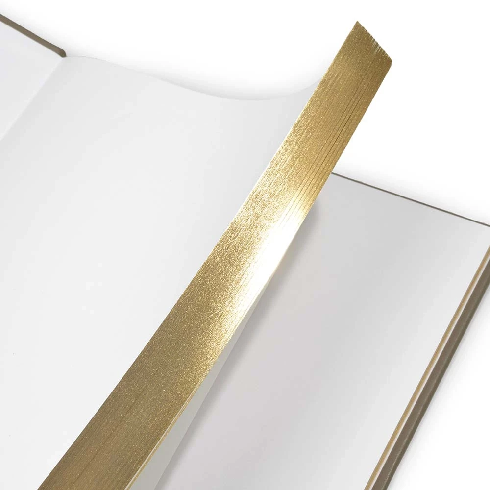 Gästebuch A4 mit Goldschnitt Leder Taupe
