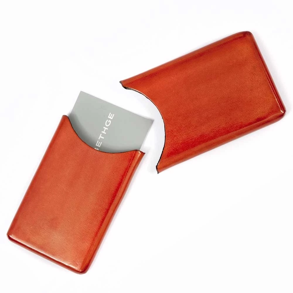 Visitenkartenbox Leder Orange