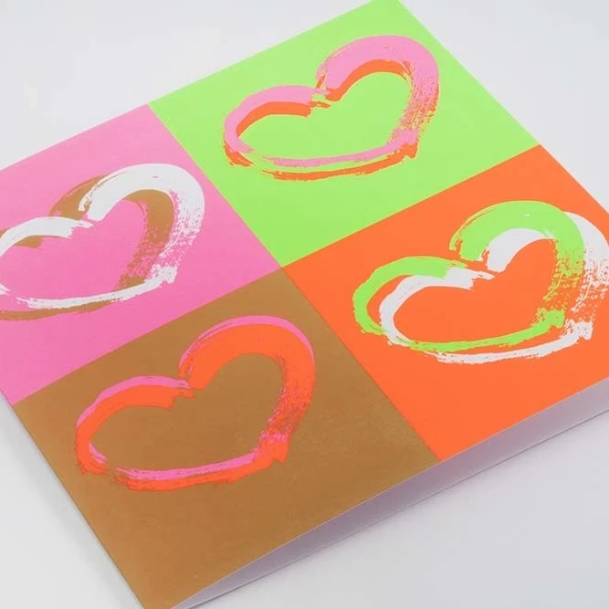 Grußkarte Passion Hearts Pop Art Neon