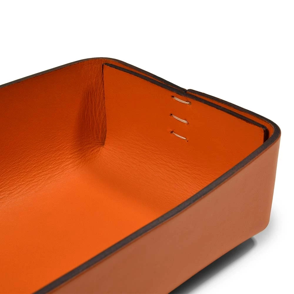 Stiftablage Stitch Breit Leder Orange