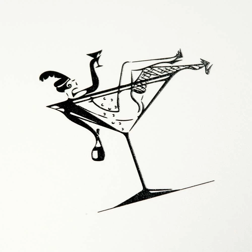 Grußkarte Lady in Champagne Schwarz