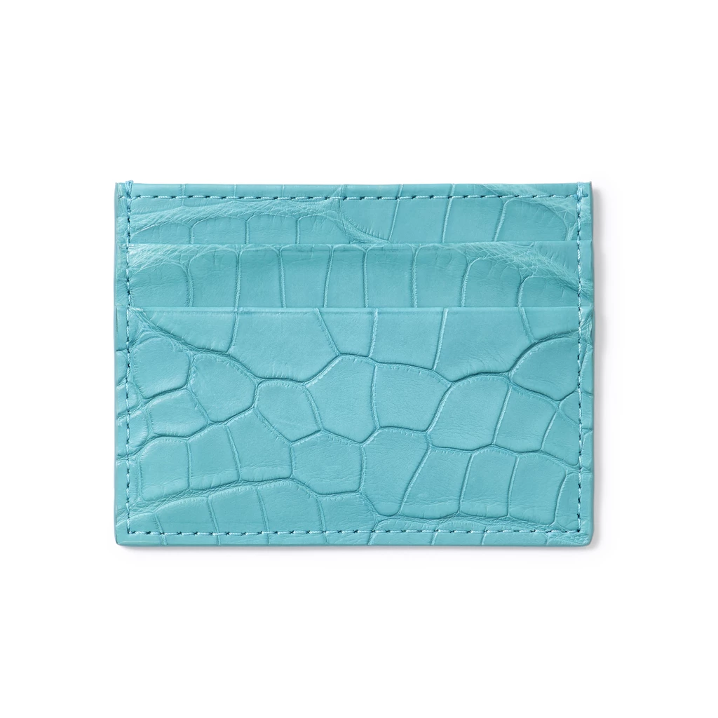 Kartenetui Flach 4 Karten Leder Aqua