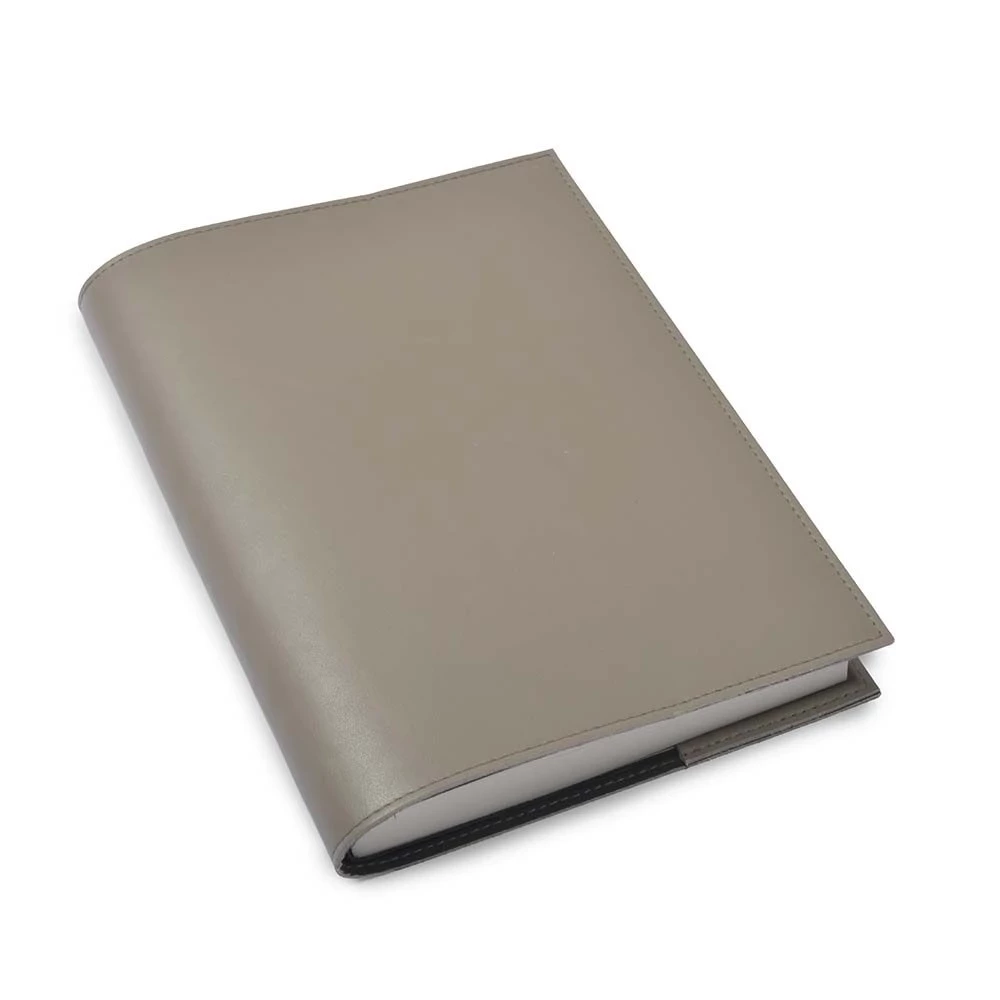 Buchhülle für DIN A5 Bücher Glattleder Taupe