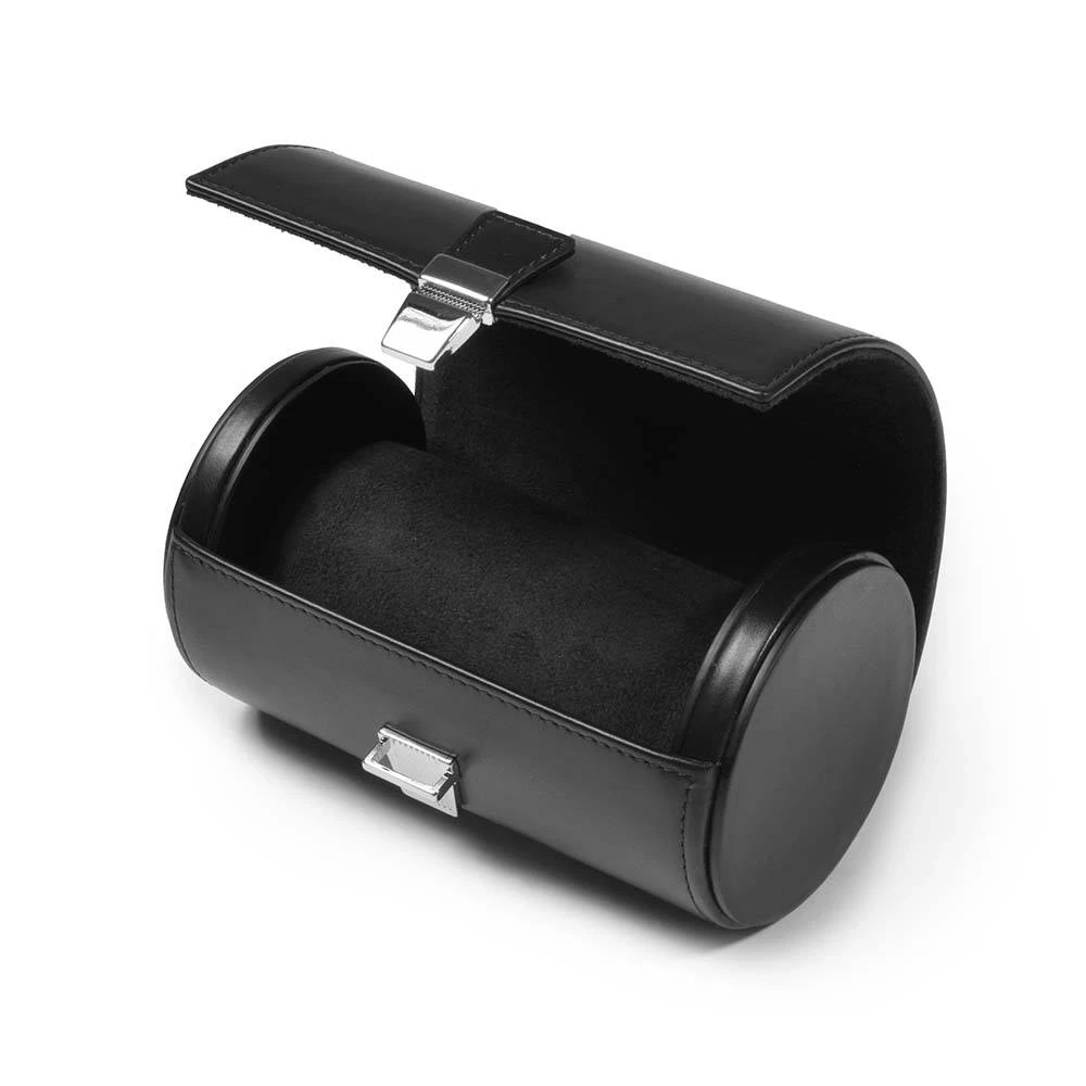 Leder Uhrenrolle für 2 Uhren Nappa Schwarz