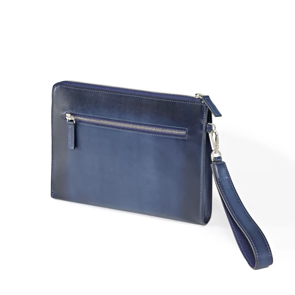 Leder Pouch mit Reißverschluss Orange