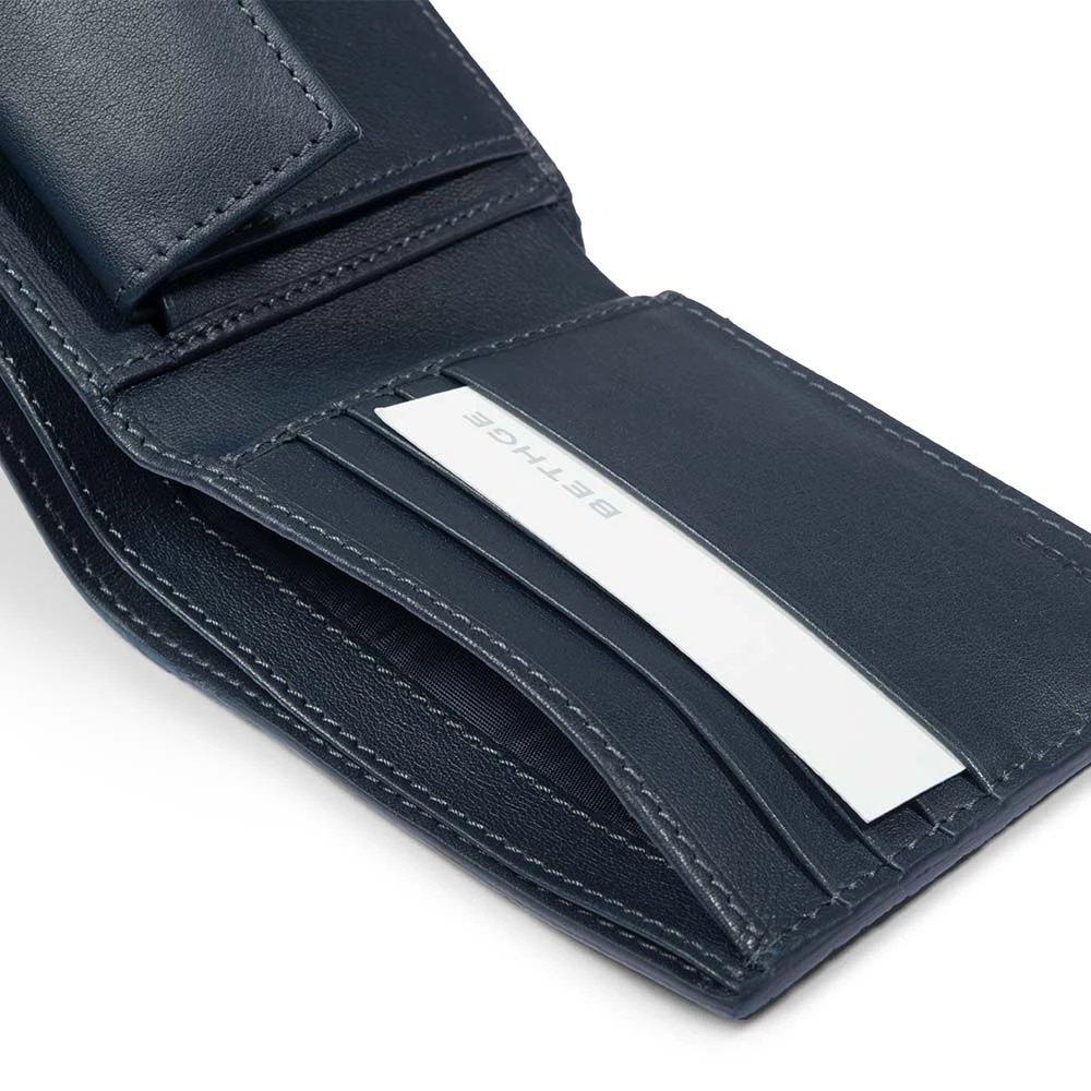 Portemonnaie mit Münzfach Leder Dunkelblau