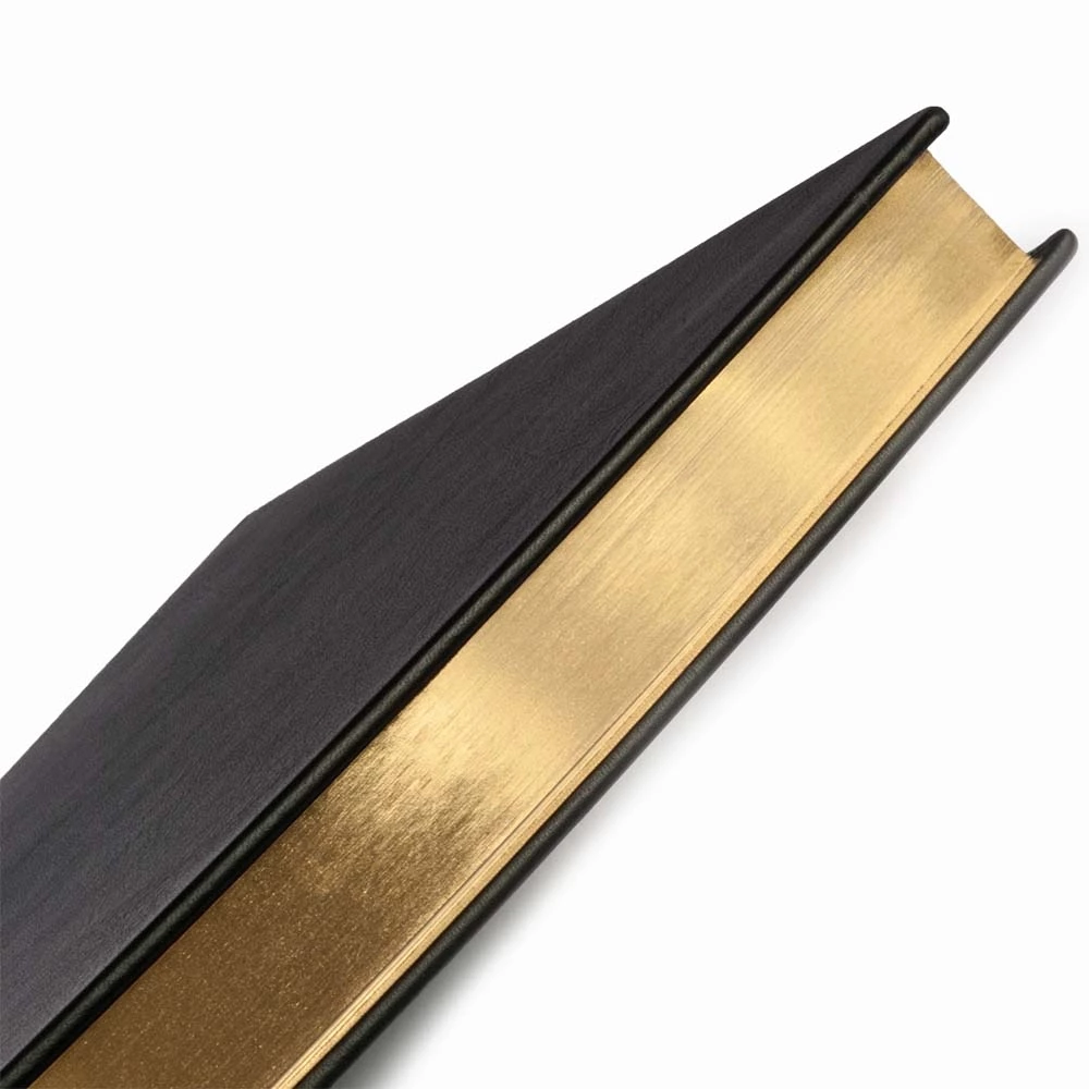 Gästebuch A4 mit Goldschnitt Leder Schwarz
