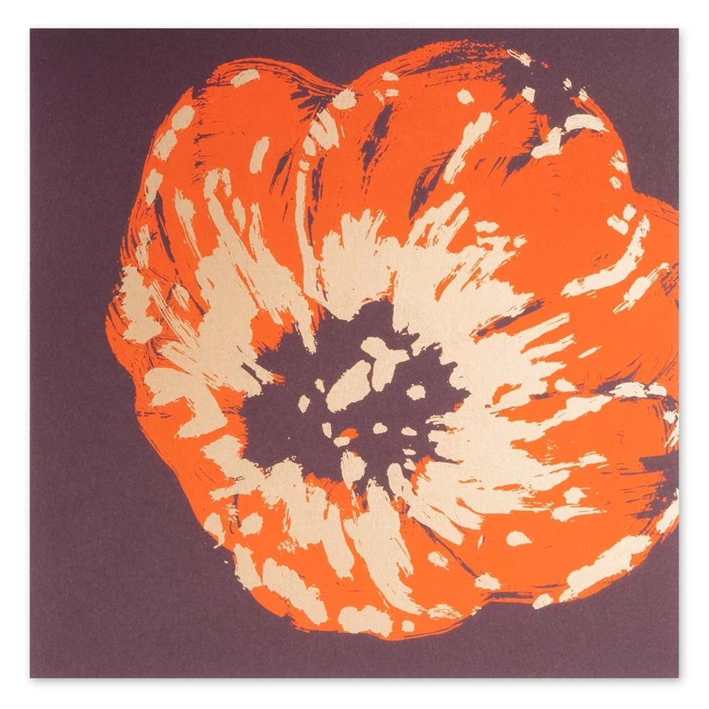 Grußkarte Klatschmohn Neonorange auf Aubergine