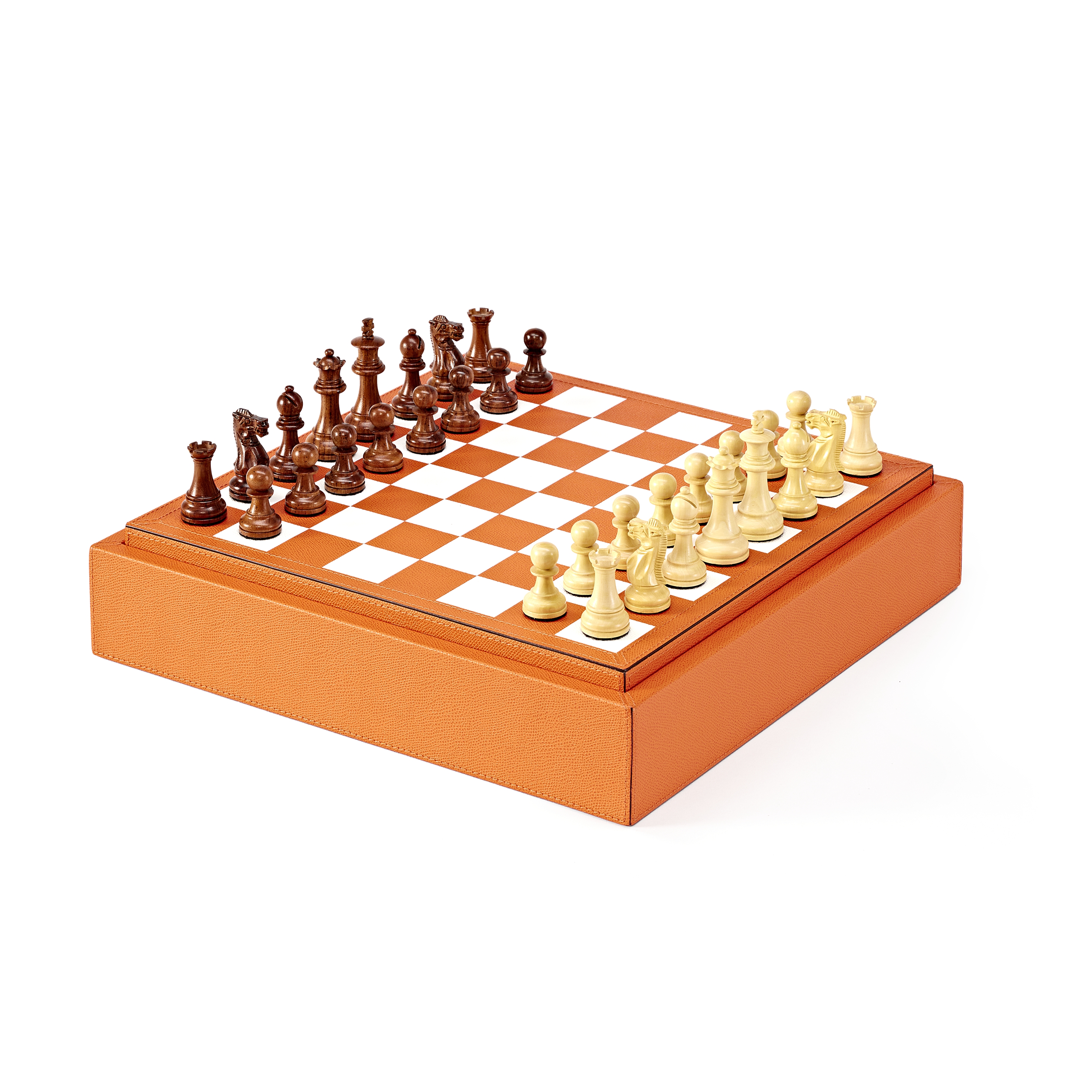 Spielesammlung (Mühle, Dame, Schach, Domino), Leder bei Bethge