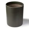 Leder Papierkorb Rund Dunkelgrau - 3