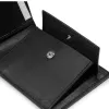 Leder Portemonnaie mit Münzfach Schwarz - 4
