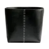 Leder Papierkorb - H 30 cm, D 38 cm in Schwarz - 3