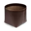 Leder Papierkorb - H 30 cm, D 38 cm, Braun - 2