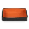 Leder Stiftablage Stitch Breit Schwarz-Orange