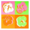 Grußkarte Passion Four Flowers Pop Art Neon