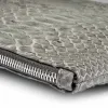 Leder Pouch Groß mit Reißverschluss Pythonoptik Grau - 4