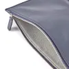 Leder Pouch mit Reißverschluss Blau - 2
