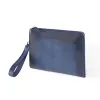 Leder Pouch mit Reißverschluss Blau