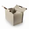 Leder Kaminholzkorb Palisandergriff Taupe - 2