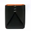 Leder Stiftebecher Quadratisch Schwarz/Orange