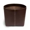 Leder Papierkorb - H 30 cm, D 38 cm, Braun