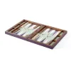 Backgammon Spiel Walnussholz Leder Violett